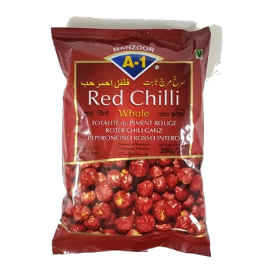 A-1 Chilli Whole Dry Red Round Chilli, 100 g, at Shahi Groceries