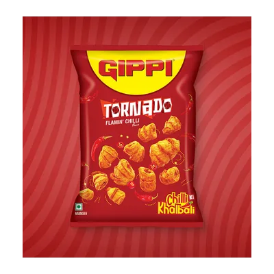 Balaji Gippi Tornado Flamin Chilli Corn Puffs, 55 g, at Shahi Groceries