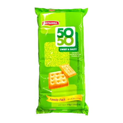 Britannia Fifty-Fifty (50-50) Biscuit Family Pack, 6*62 g, at Shahi Groceries
