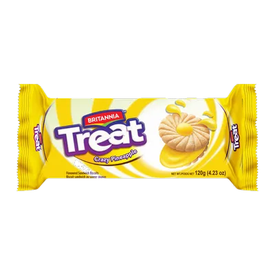 Britannia Pineapple Cream Treat Biscuit, 120 g, at Shahi Groceries