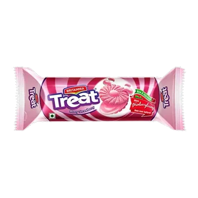 Britannia Strawberry Cream Treat Biscuit, 120 g, at Shahi Groceries