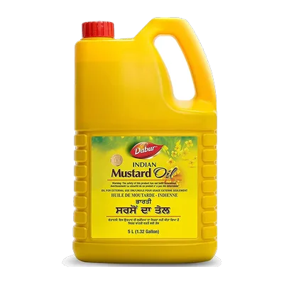 Dabur Kachi Ghani Mustard Oil Tel, 5 L, at Shahi Groceries