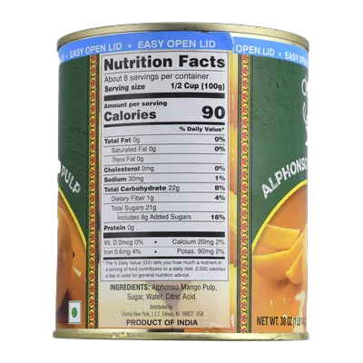 Deep Alphonso Mango Pulp Can, 850 g, at Shahi Groceries