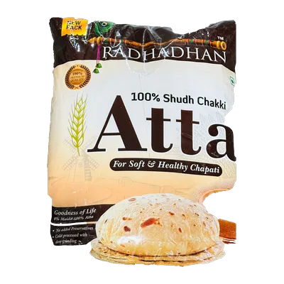 Radhadhan Chakki Atta 100% Shudh Premium, 10 kg, at Shahi Groceries