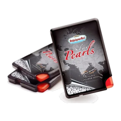Rajnigandha Silver Pearls Saffron Blended Cardamom Seeds Dabbi, 1 pc, at Shahi Groceries