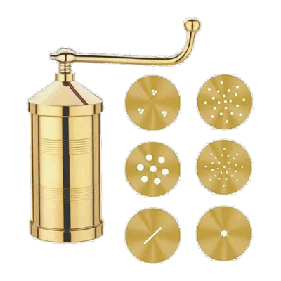 Sev Sancha Manual Pasta Maker Brass w 6 Blades, 1 pc, at Shahi Groceries