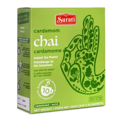 Surati Chai Cardamom Instant Tea Premix, 10*24 g, at Shahi Groceries