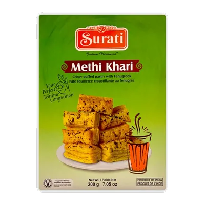 Surati Khari Puff Pastry Methi, 200 g, at Shahi Groceries
