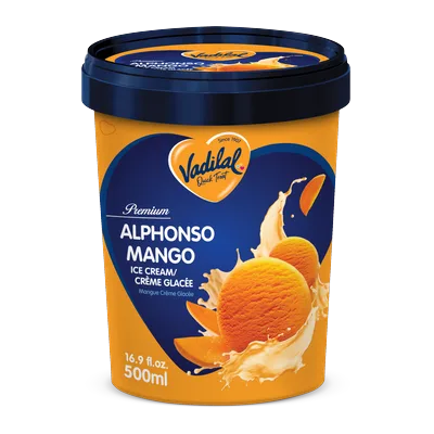 Vadilal Alphonso Mango Ice Cream, 500 ml, at Shahi Groceries