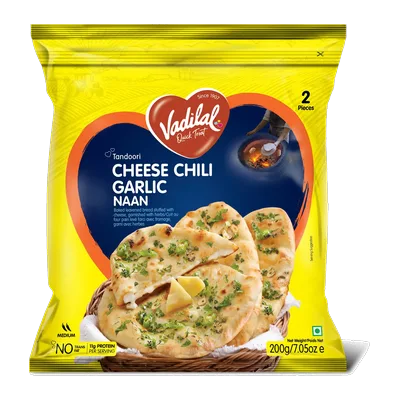 Vadilal Cheese Chilli Garlic Naan, 2 pcs, at Shahi Groceries