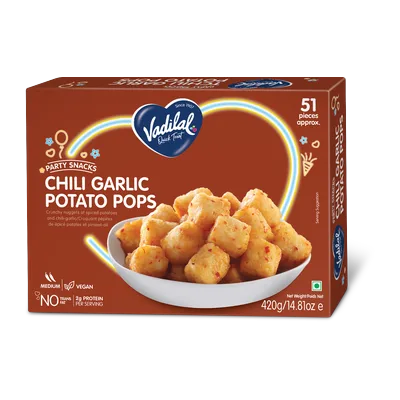 Vadilal Chilli Garlic Potato Pops, 420 g, at Shahi Groceries