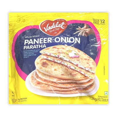 Vadilal Paneer Onion Paratha Family Pack, 12 pcs, at Shahi Groceries