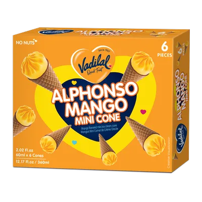 Vadilal Mini Cone Alphonso Mango, 60 ml*6, at Shahi Groceries